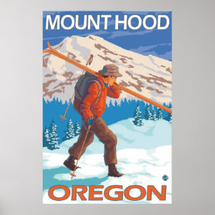 Poster Esquis da neve do carregando do esquiador - capa