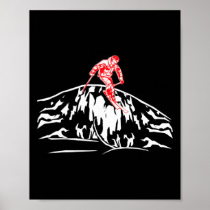 Poster Esquis de esqui legais aventura de montanha downhi