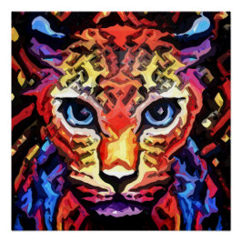 Pôster Esse Visual Colorido de Leopardo