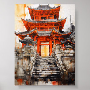Poster Essência da Arquitetura Asiática - Poste Artístico