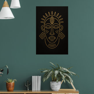 Poster Essência Tribal | Arte de Motivo de Rosto Africano