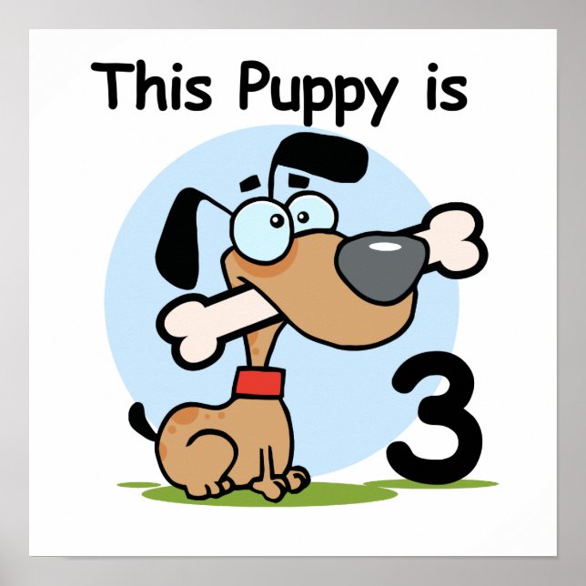 Poster Esta camiseta de aniversário de 3 anos de puppy e  (Frente)