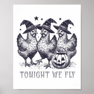 Poster Esta Noite Voamos Engraçado Galinha Halloween Figu