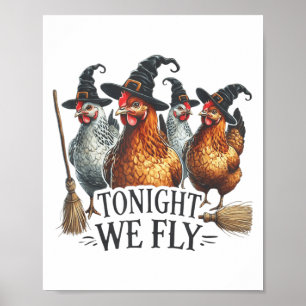Poster Esta Noite Voamos Engraçados Feiticeira Galinha Ha