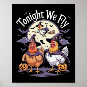 Poster Esta Noite Voamos No Halloween Galinhas Engraçadas
