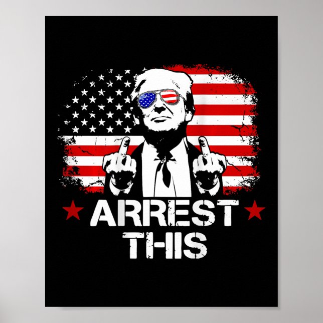 Poster Esta Trump Fingers Pro Trump Flag American (em Bai (Frente)