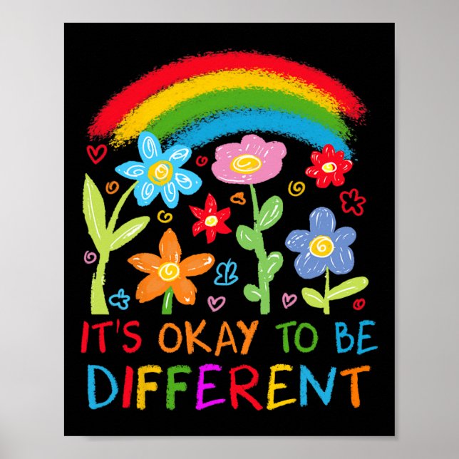 Poster Está Tudo Bem Ser Diferente Autismo Rainbow Boho N (Frente)
