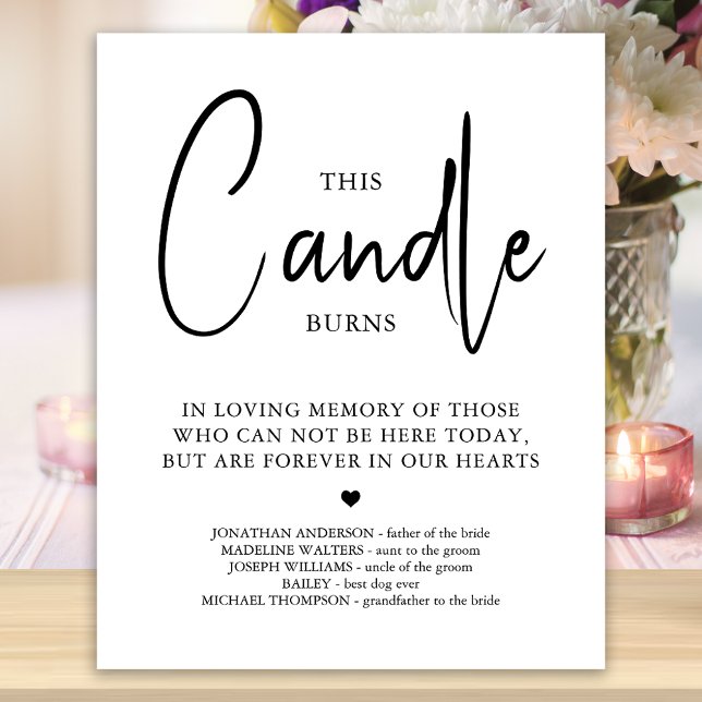 Poster Esta Vela Arde Personalizada Memorial de Casamento (Criador carregado)