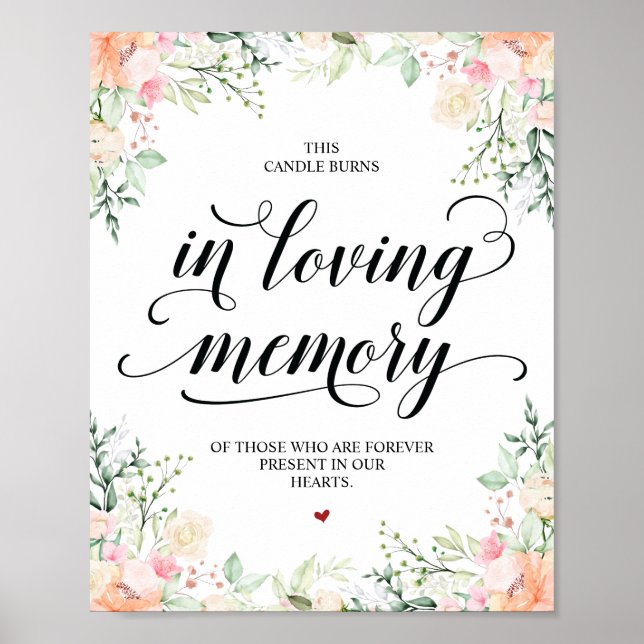 Poster Esta vela queima em memória amorosa Placa Memorial (Frente)