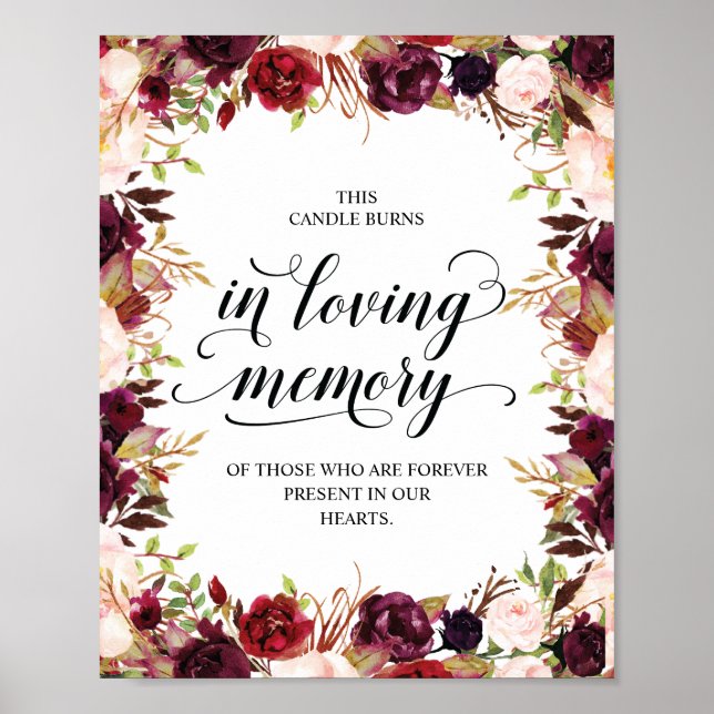 Poster Esta vela queima em memória amorosa Sinal Memorial (Frente)