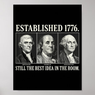 Poster Estabelecido em 1776 Patriótico EUA 250º 4 de Julh