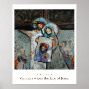 Poster Estação 6: Veronica limpa o rosto de Jesus.