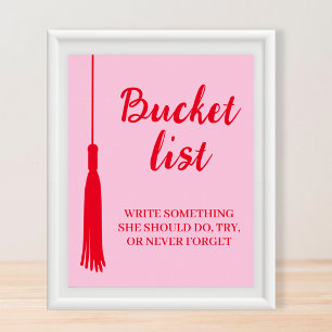 Poster Estação da Lista de Desejos Rosa e Tassel Vermelho
