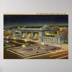 Poster Estação da união, vintage de Kansas City, Misso