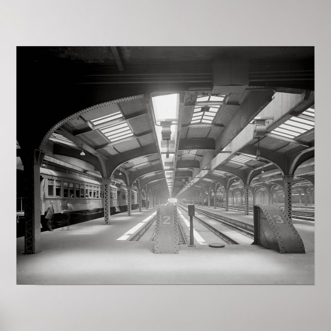 Pôster Estação de Chicago, 1920. Vintage Railroad (Frente)