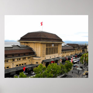 Poster Estação de comboio de Lausana na suiça