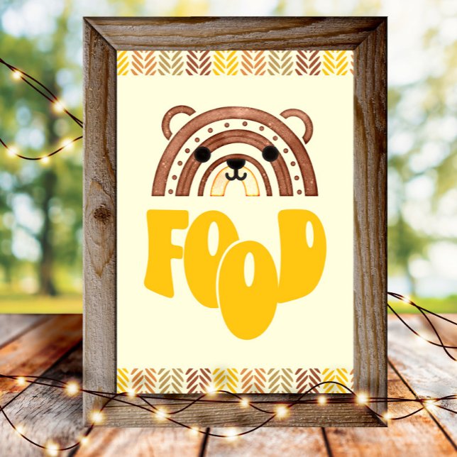 Poster Estação de Comida 4x6 Boho Woodland Bear Aniversár (Criador carregado)