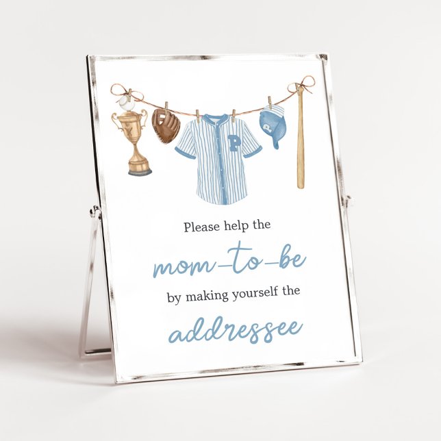 Poster Estação de Envelope Baseball Pequena Envelope de E (Baseball Little Slugger Baby Shower Envelope Station Sign)