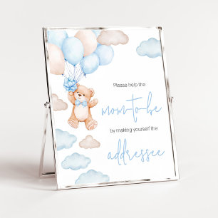 Poster Estação de Envelope Chá de fraldas Balão de Urso A