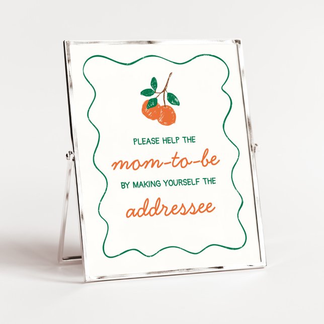 Poster Estação de Envelope de Chá de fraldas Citrus Littl (Citrus Little Cutie Baby Shower Envelope Station Sign)