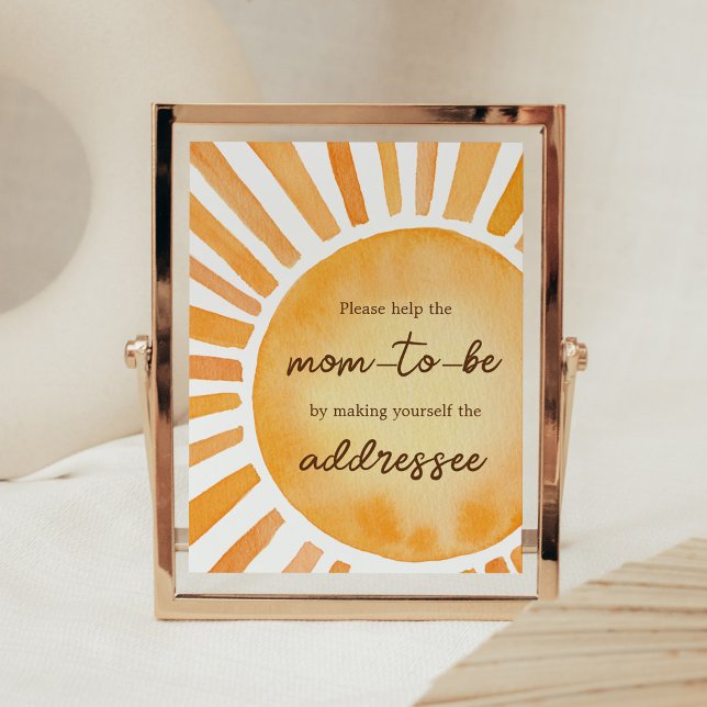 Poster Estação de Envelope de Chá de fraldas Sunshine (A Little Ray of Sunshine Baby Shower Envelope Station Sign)