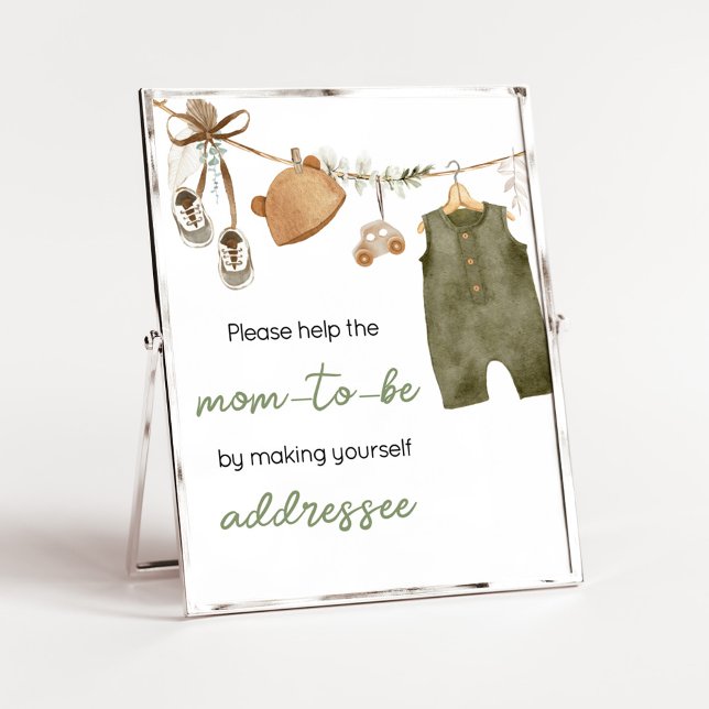 Poster Estação de Envelope de Roupas do Sweet Baby Boy Bo (Boho Clothes Sweet Baby Boy Baby Shower Envelope Station Sign)