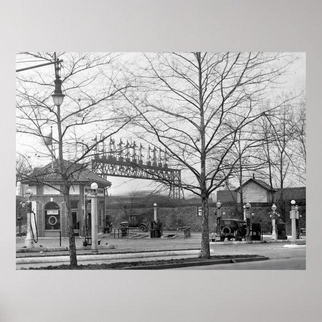 Pôster Estação de Gás Antiga de 1925 (Frente)