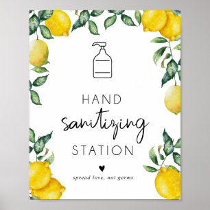 Poster Estação de higienização de mãos Limões