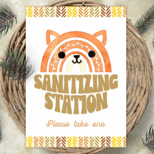 Poster Estação de higienizador 5x7 Boho Woodland Fox Aniv