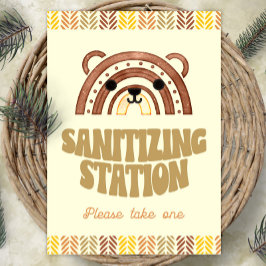 Poster Estação de higienizador 5x7 Boho Woodland Urso Ani