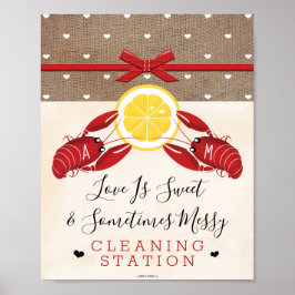 Poster Estação de Limpeza para Ensopado de Lagostim com M