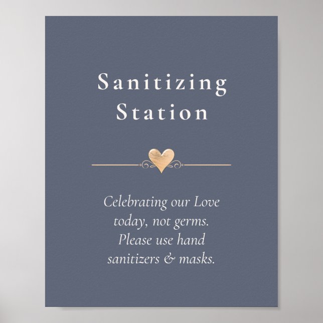 Poster Estação de Sanitização de Coração para Casamento M (Frente)