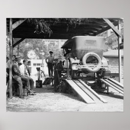 Pôster Estação de Serviço de Automóveis, 1924. Foto Antig