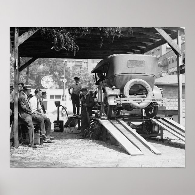 Pôster Estação de Serviço de Automóveis, 1924. Foto Antig (Frente)
