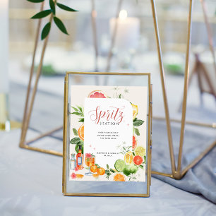 Poster Estação de Spritz Bebida de Assinatura Casamento