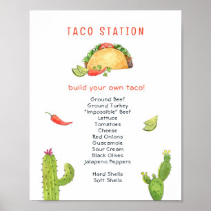 Poster Estação de taco Chá de noiva de taco 