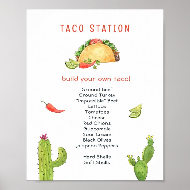 Poster Estação de taco Chá de noiva de taco  (Frente)