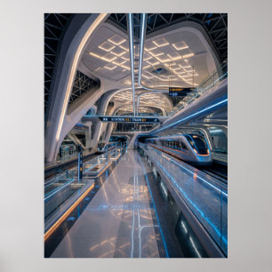 Poster Estação de Trem de Alta Velocidade Futurista