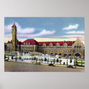 Pôster Estação e fontes da união de St Louis Missouri