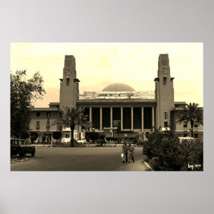 Poster Estação ferroviária central de Bagdá no Iraque ant