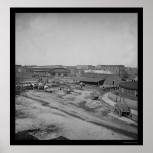 Pôster Estação Ferroviária em Atlanta, GA 1864