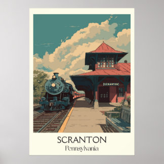 Poster Estação Histórica de Scranton Pensilvânia Vintage 