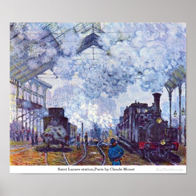 Poster Estação santo Lazare, Paris por Claude Monet (Frente)