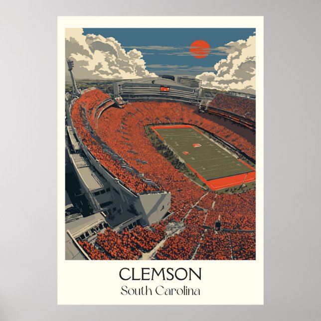 Poster Estádio de Futebol Clemson South Carolina (Frente)