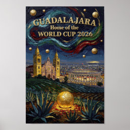 Poster Estádio de Futebol Elegante Guadalajara Arte 2026