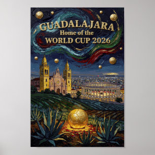 Poster Estádio de Futebol Elegante Guadalajara Arte 2026