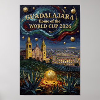 Poster Estádio de Futebol Elegante Guadalajara Arte 2026
