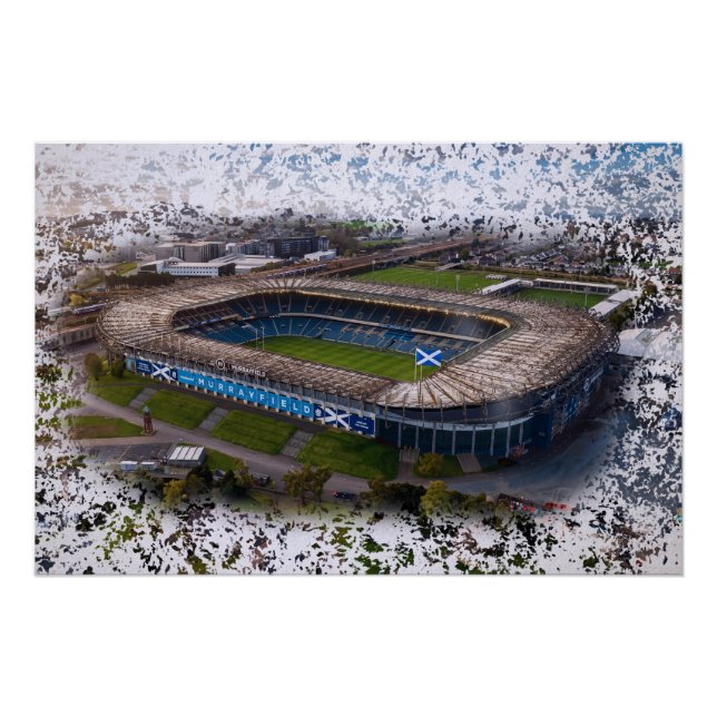 Pôster Estádio de Rugby de Edimburgo com a Bandeira da Es (Frente)