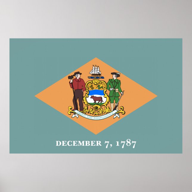 Poster Estado de Bandeira de Delaware (Frente)