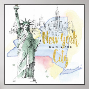 Poster Estado de estátua da liberdade de New York  